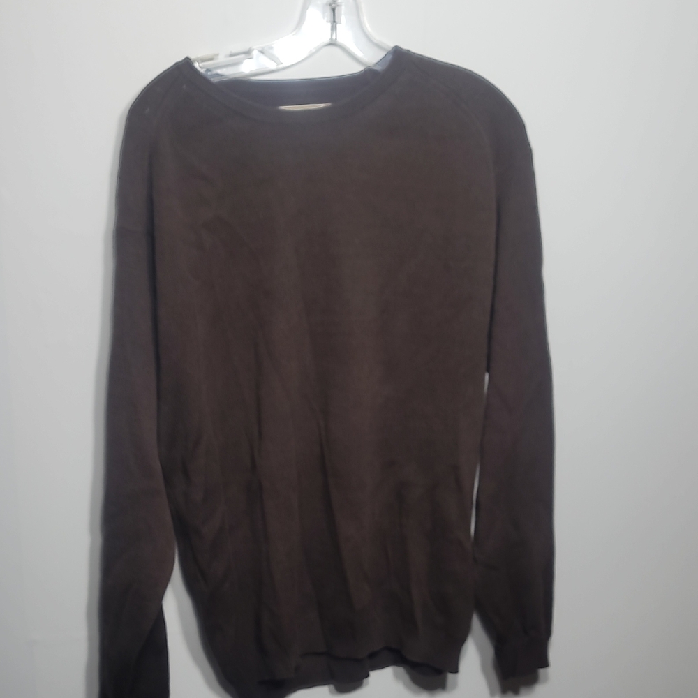 Tommy Bahama Silk Cotton Blend Men's Dark Brown Crewneck Sweater